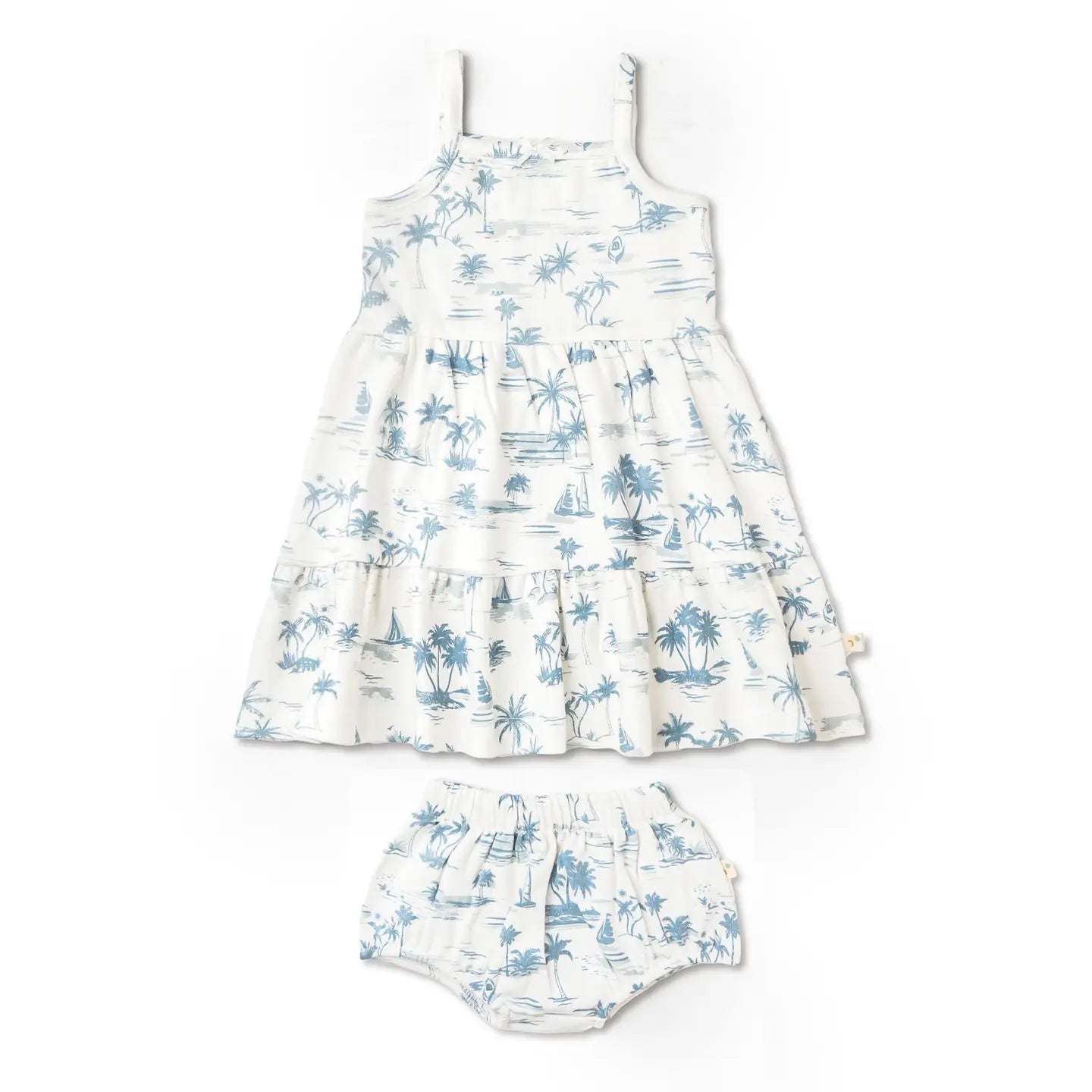 Organic Strap Tiered Dress - Coastal