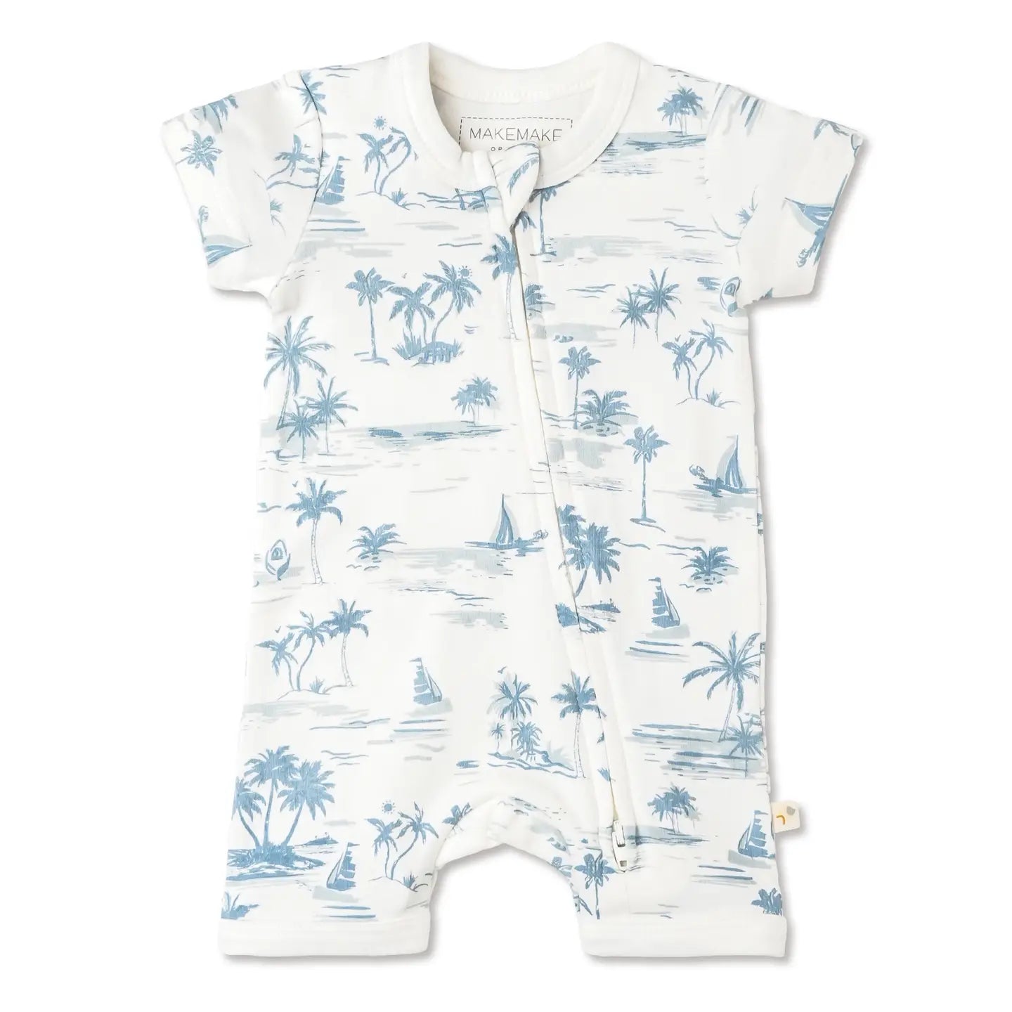 Organic Short Zip Romper - Coastal