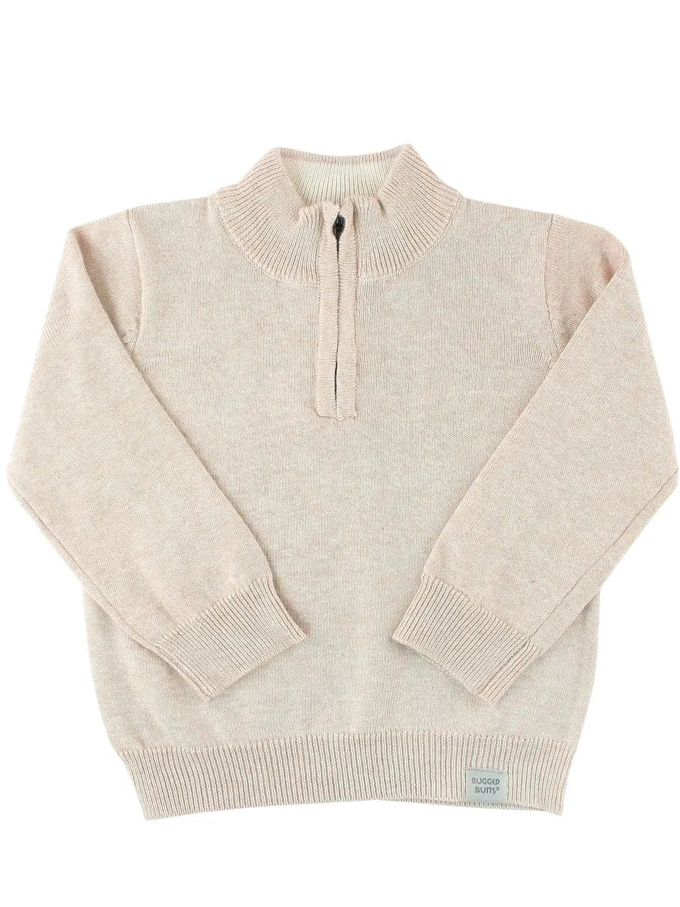 Boys Heather Oatmeal Quarter-Zip Sweater