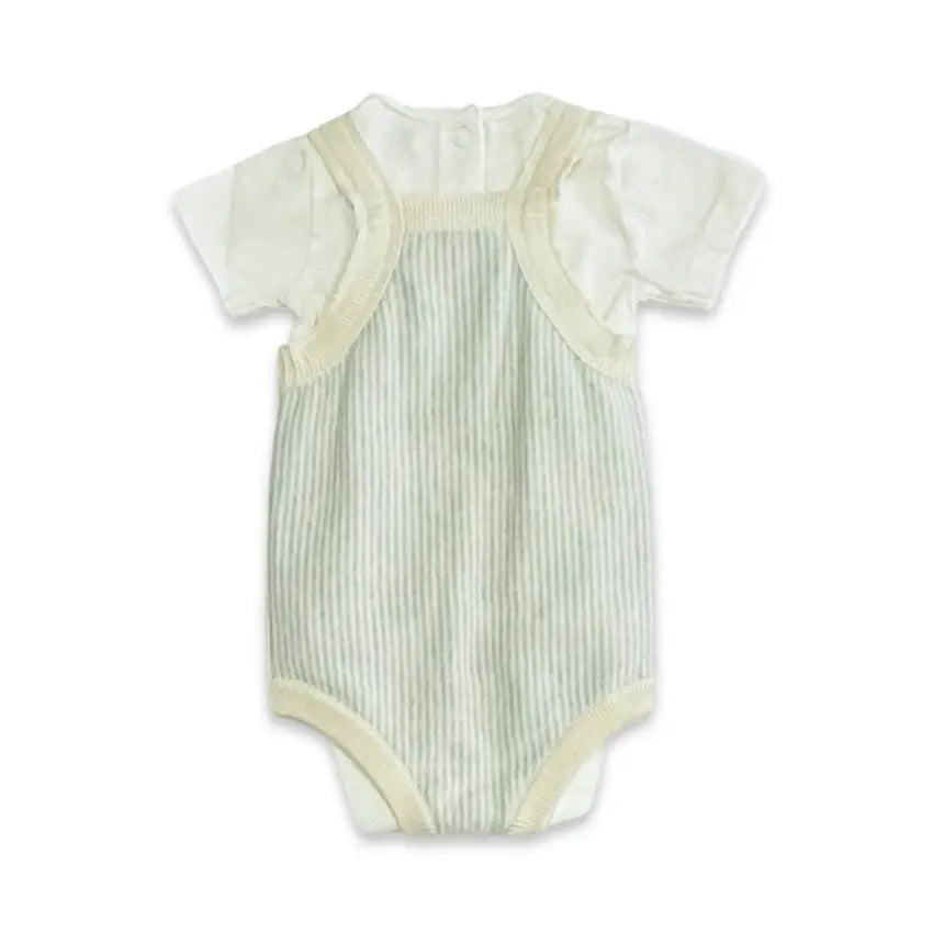 Lemon Stripe Embroidered Knit Baby Romper Set