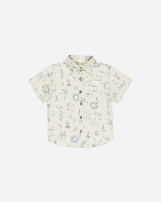 Collared Short Sleeve Shirt || Mediterranean