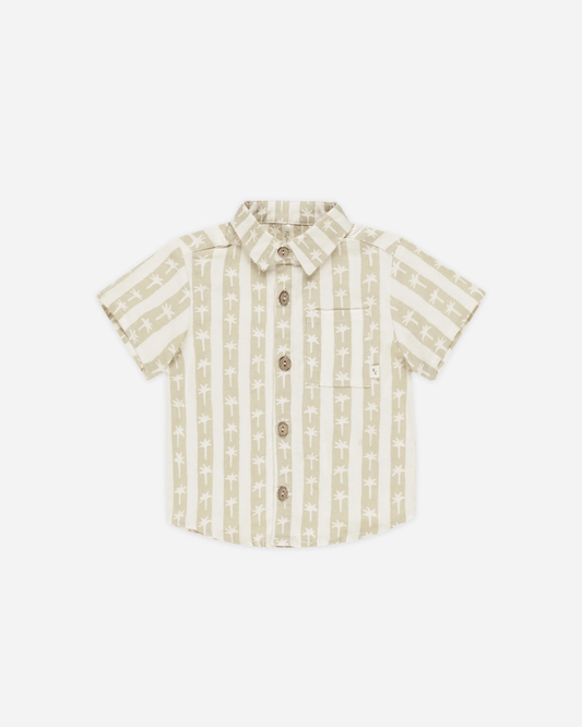 Collared Short Sleeve Shirt || Palm Stripe