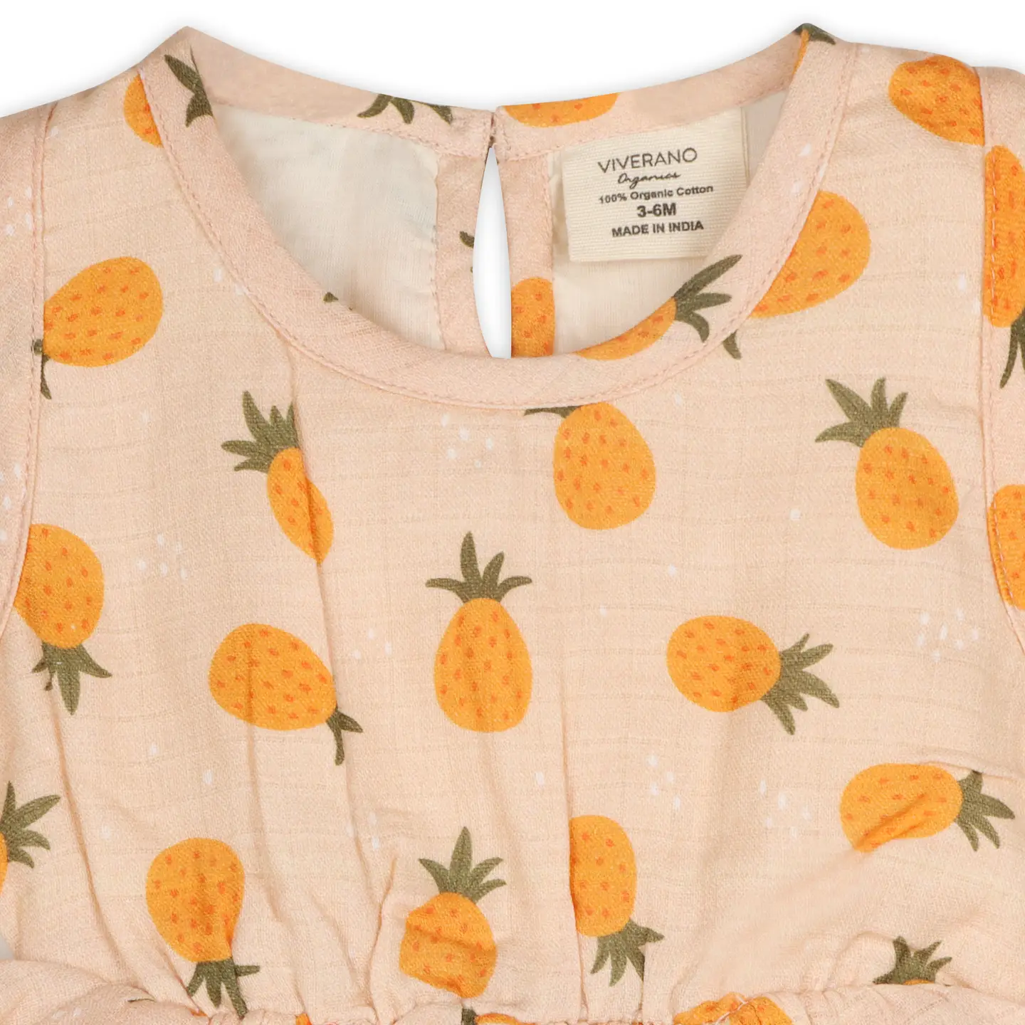 Pineapple Ruffle Short Baby Romper (Organic Muslin)
