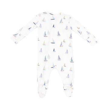 2 WAY ZIPPER FOOTIE - SAILBOATS BLUE