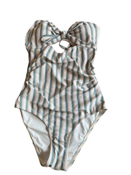 Key Hole One-Piece Aqua Stripe