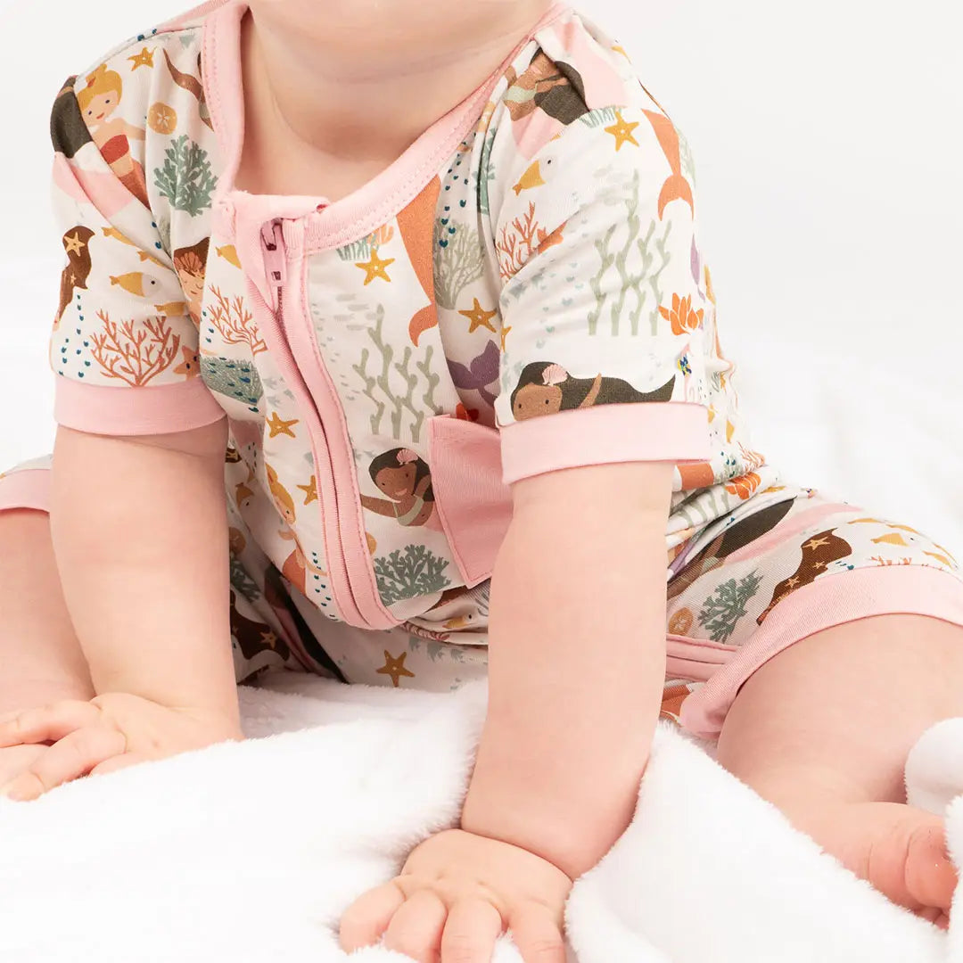 Making Waves Mermaid Bamboo Baby Clothing Shortie Romper