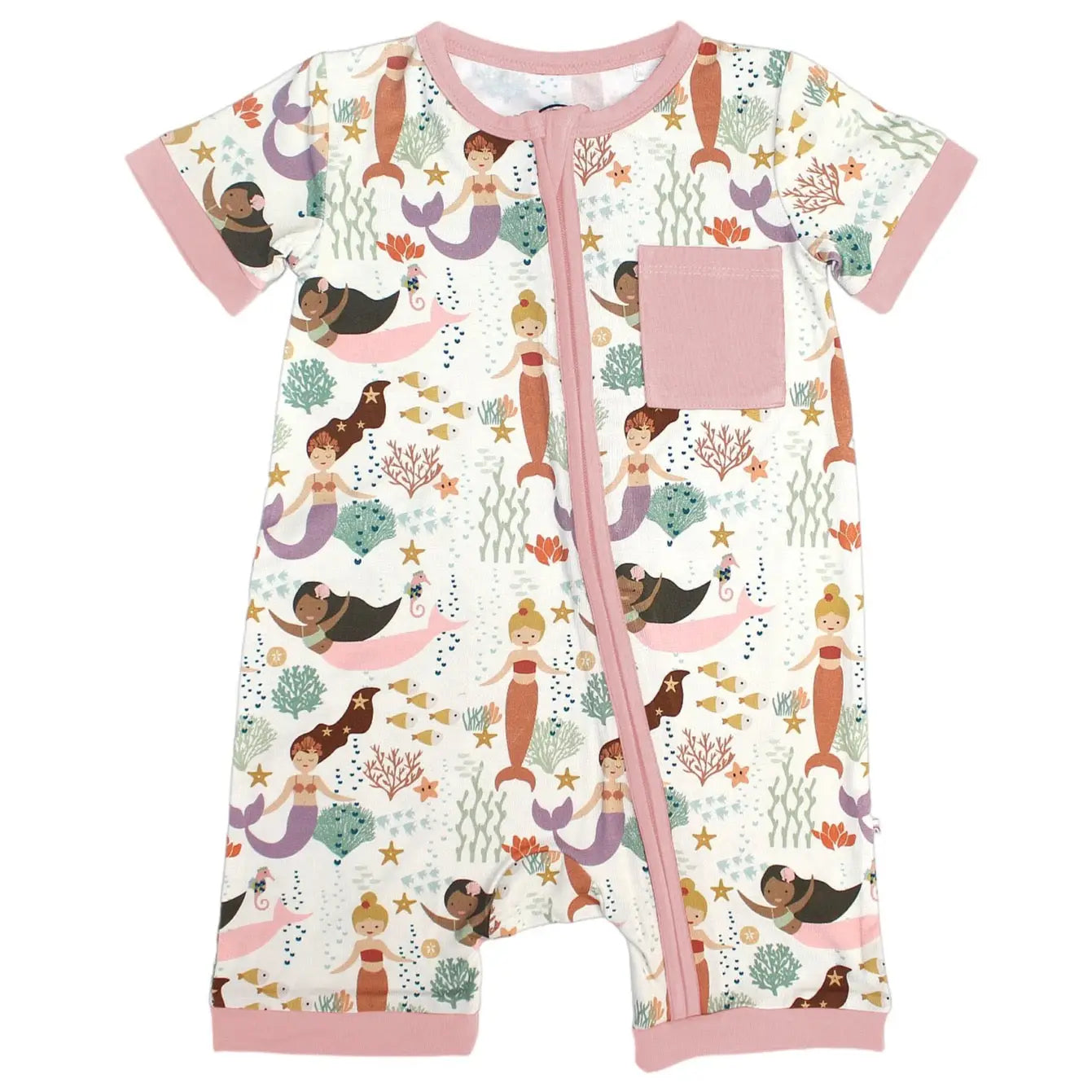 Making Waves Mermaid Bamboo Baby Clothing Shortie Romper