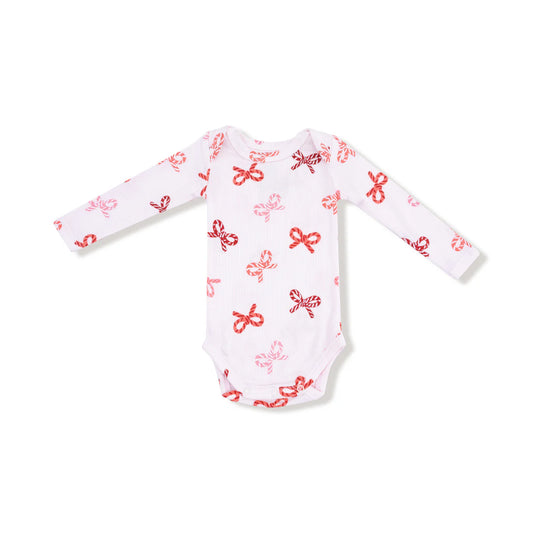 Candy Cane Bows  Lap Shoulder Bodysuit