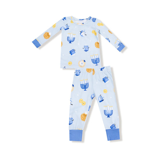 Hanukkah Blue  Long Sleeve Loungewear Set