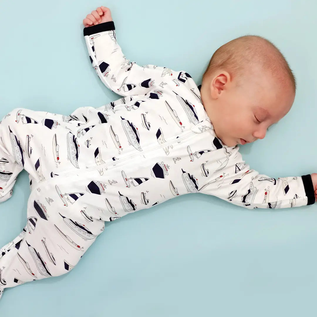 Boats Boy Zipper Footie