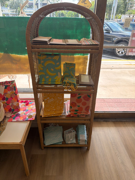 Vintage rattan shelves