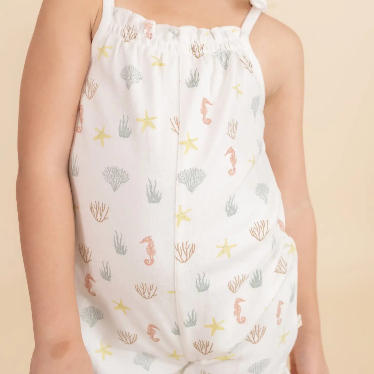 Organic Ruffle Jumpsuit - Coral
