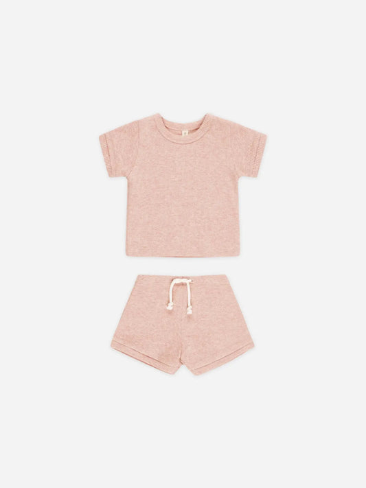Ribbed Shortie Set || Rose