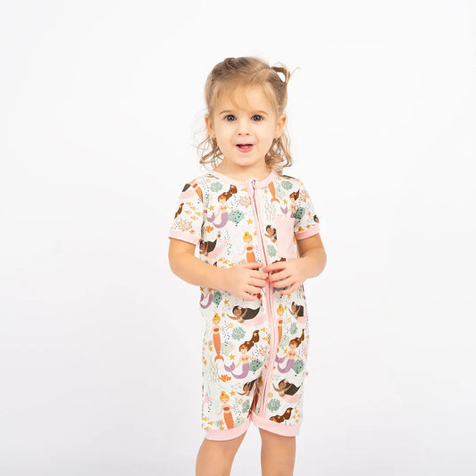 Making Waves Mermaid Bamboo Baby Clothing Shortie Romper