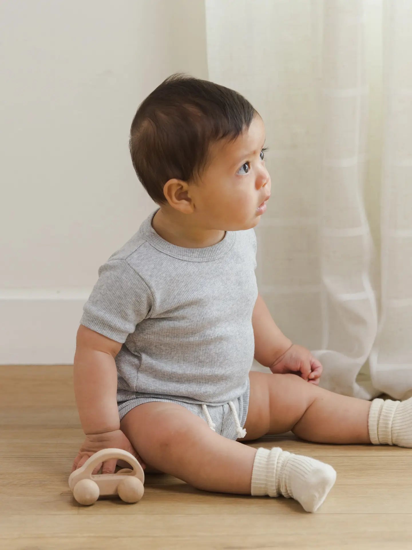 Ribbed Shortie Set || Dusty Blue