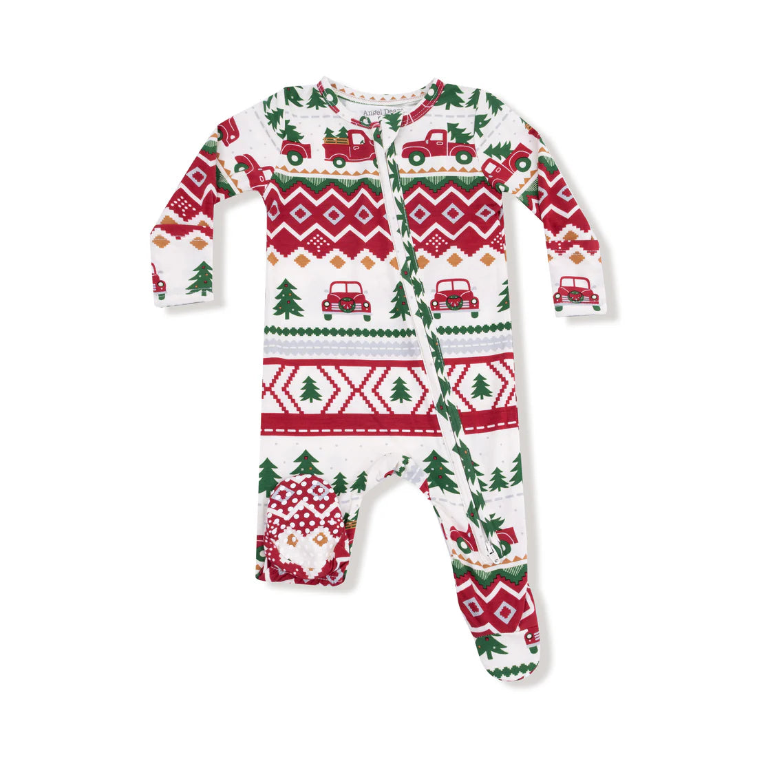 Red Truck Fair Isle  2 Way Zipper Footie