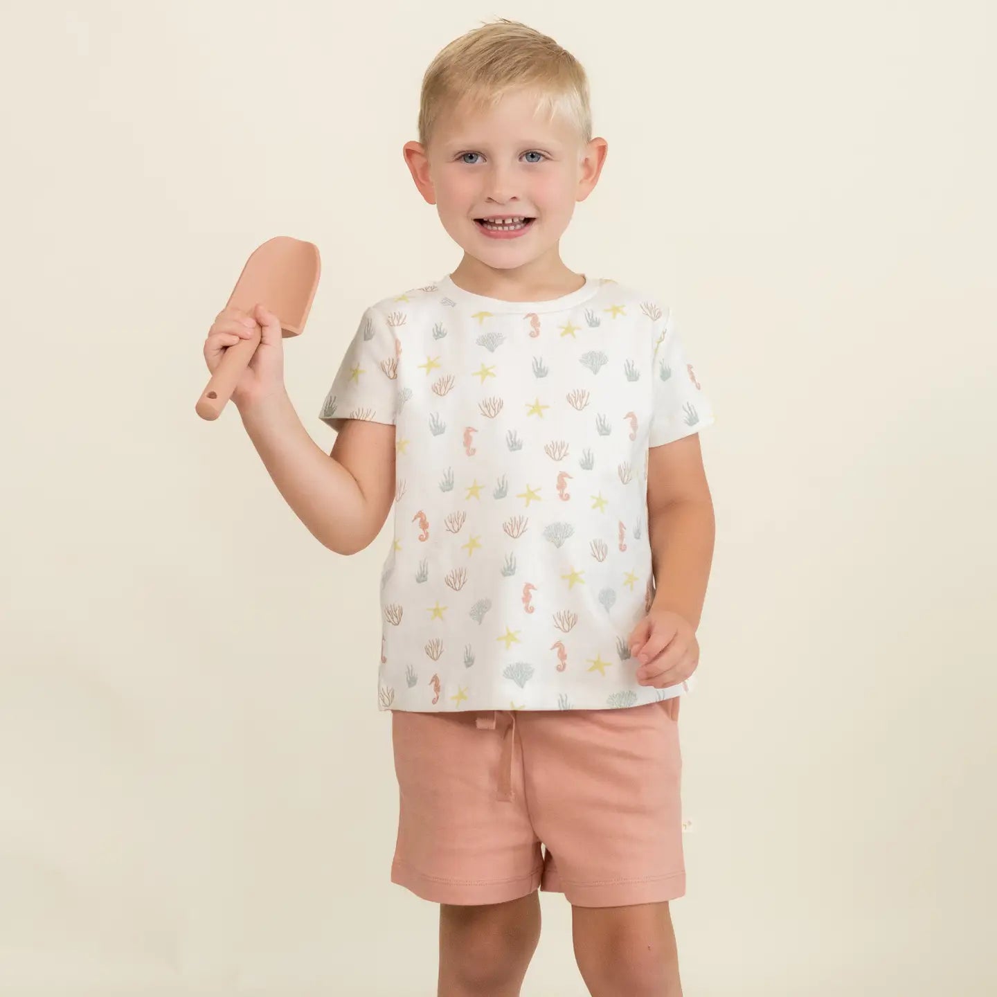 Organic Tee & Shorts Set - Coral