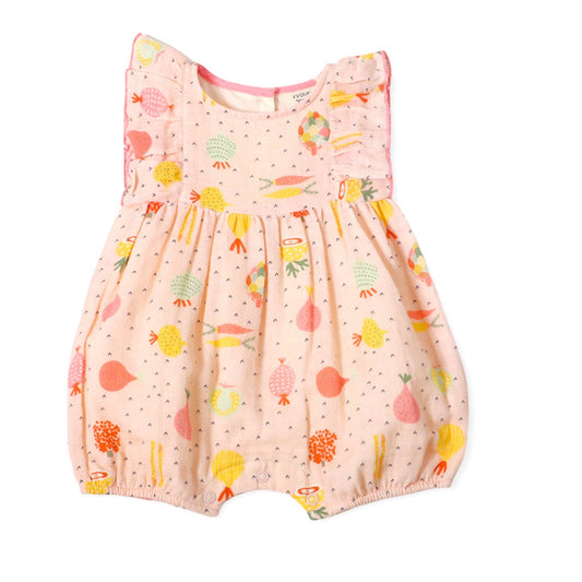 Veggie Ruffle & Flutter Baby Short Romper (Organic Muslin)