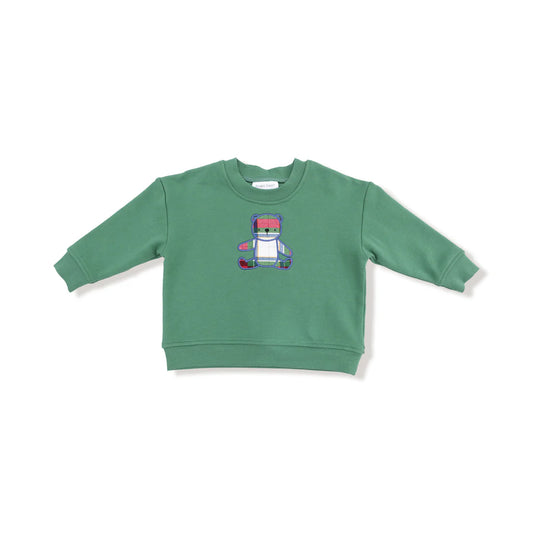 Drop Sleeve Bear Sweatshirt with Rib Cuffs