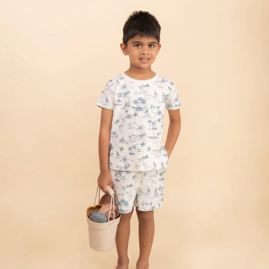 Organic Tee & Shorts Set - Coastal