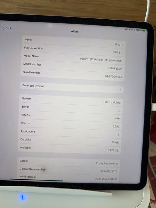 iPad Pro 6th Generation Xfinity 128gb
