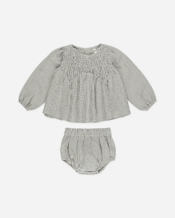 Sophia Top + Bloomer Set || Forest Gingham