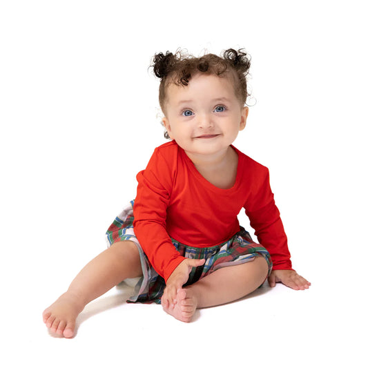 Holiday Plaid  Long Sleeve Tutu Bodysuit