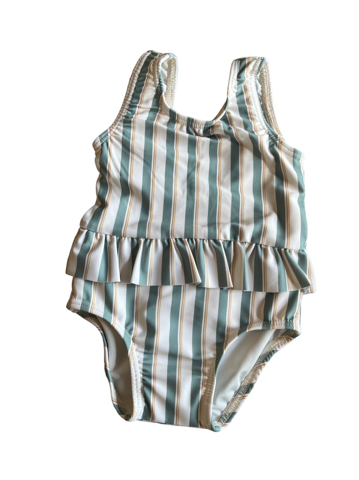 Skirted One-Piece Aqua Stripe