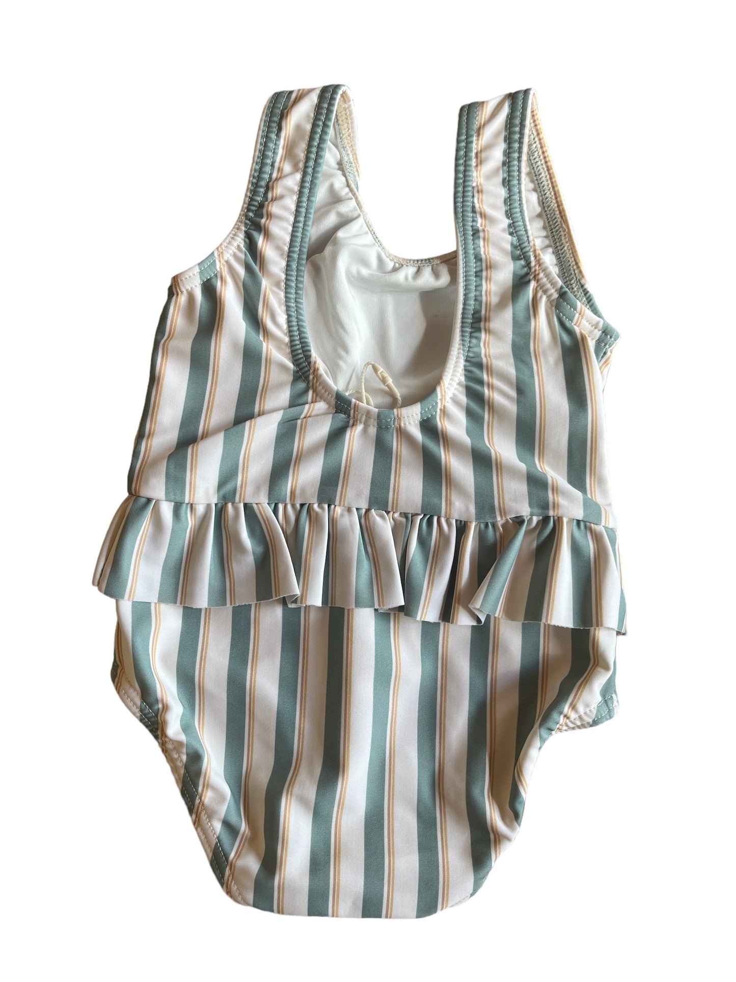 Skirted One-Piece Aqua Stripe