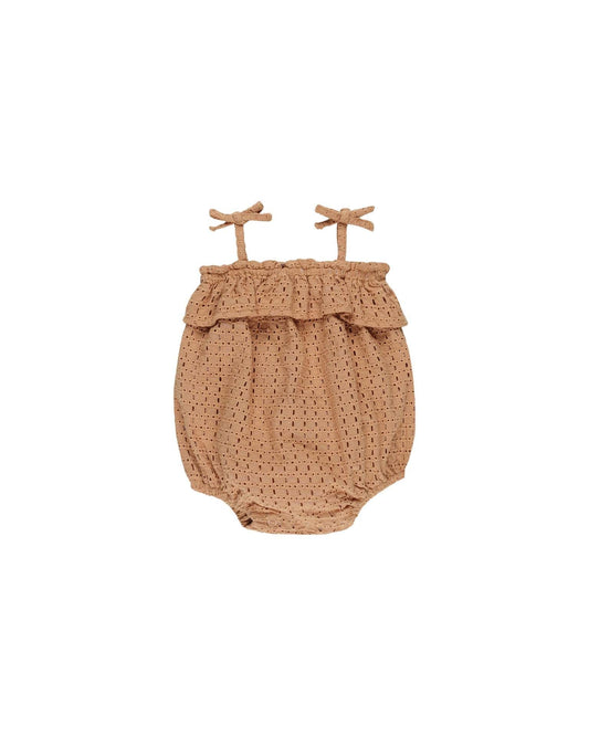 Ruffle Romper In Grapefruit