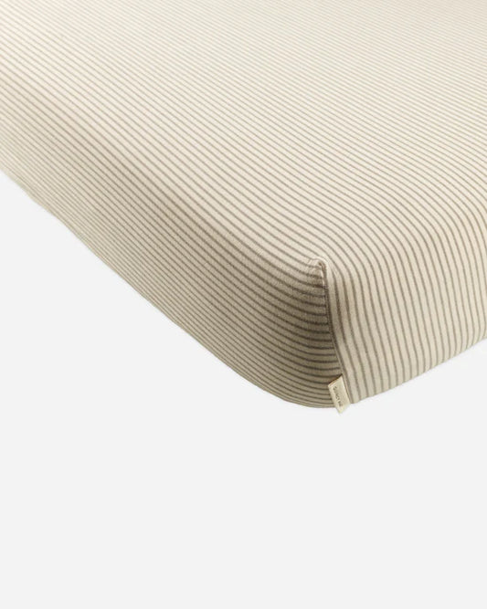 Woven Crib Sheet || Basil Stripe