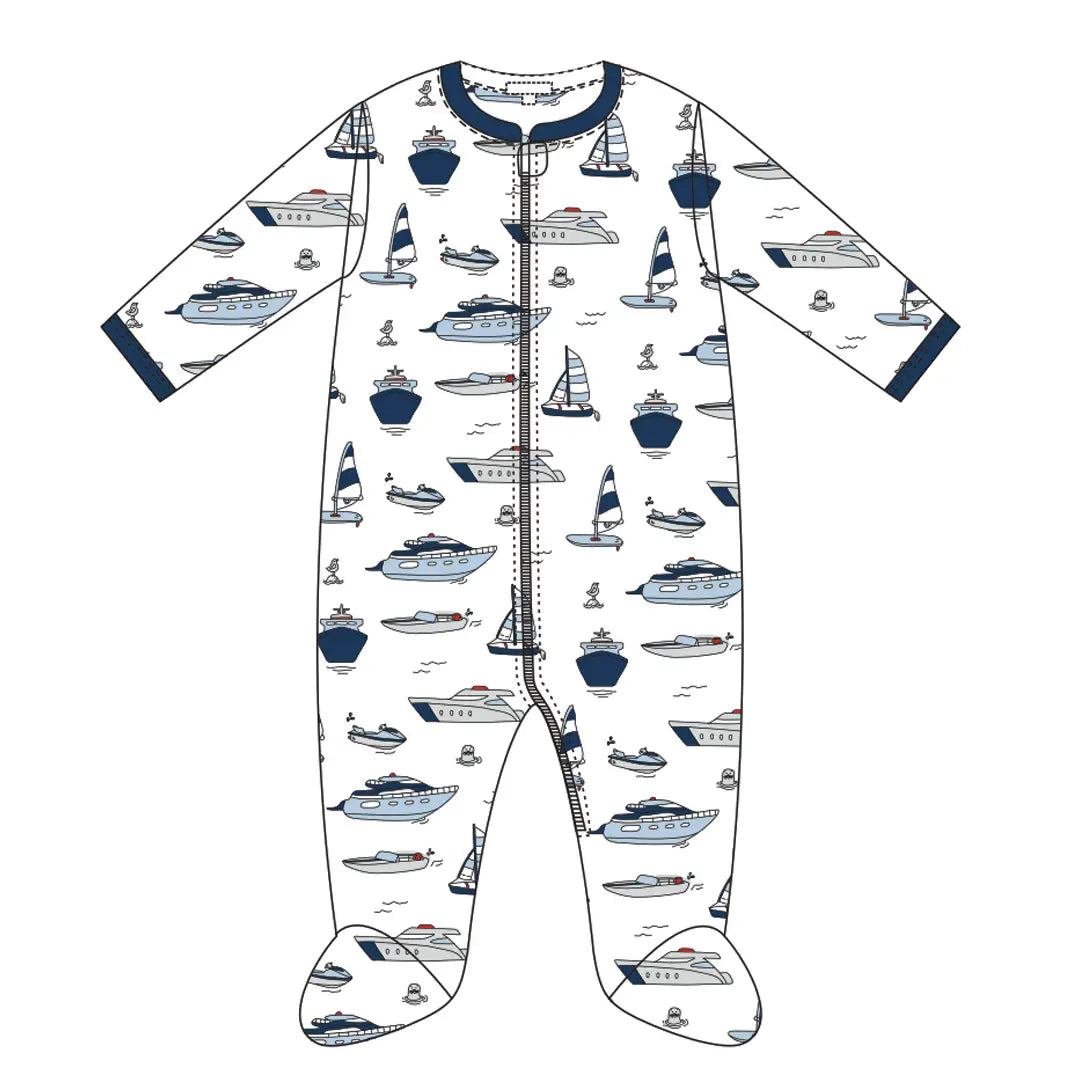 Boats Boy Zipper Footie