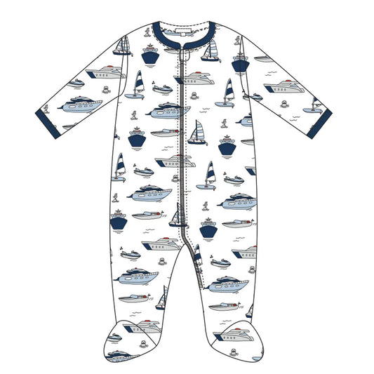 Boats Boy Zipper Footie