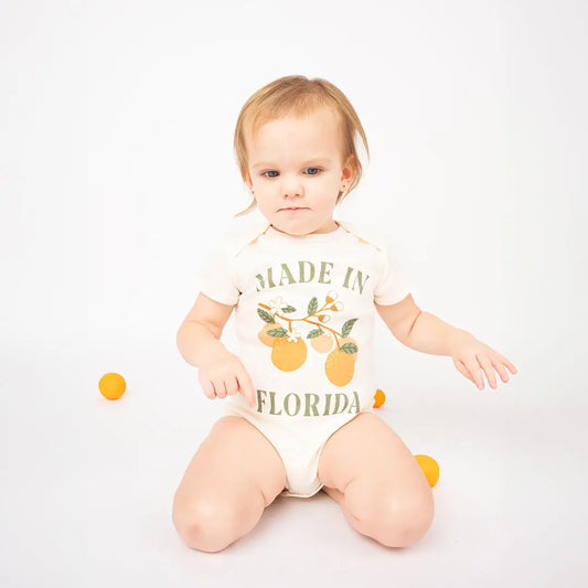 Made in Florida Oranges Cotton Onesie Florida Baby Gif