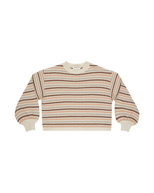 Boxy Crop Sweater || Honeycomb Stripe