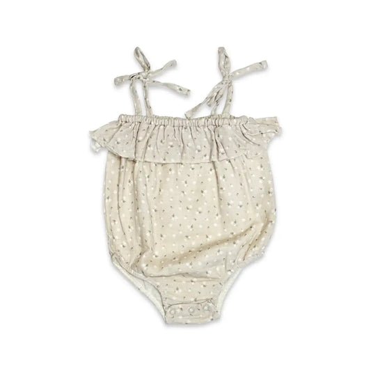 Ditsy Floral Shoulder Tie Bubble Romper+Headband (Organic)
