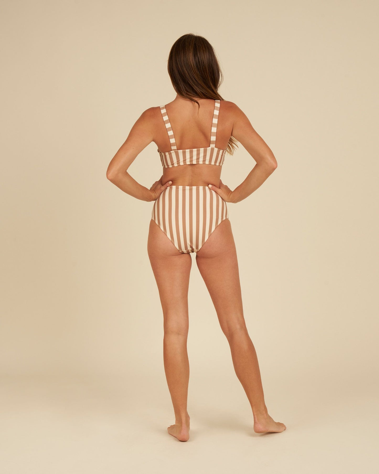 High Waisted Bikini Bottom - Clay Stripe