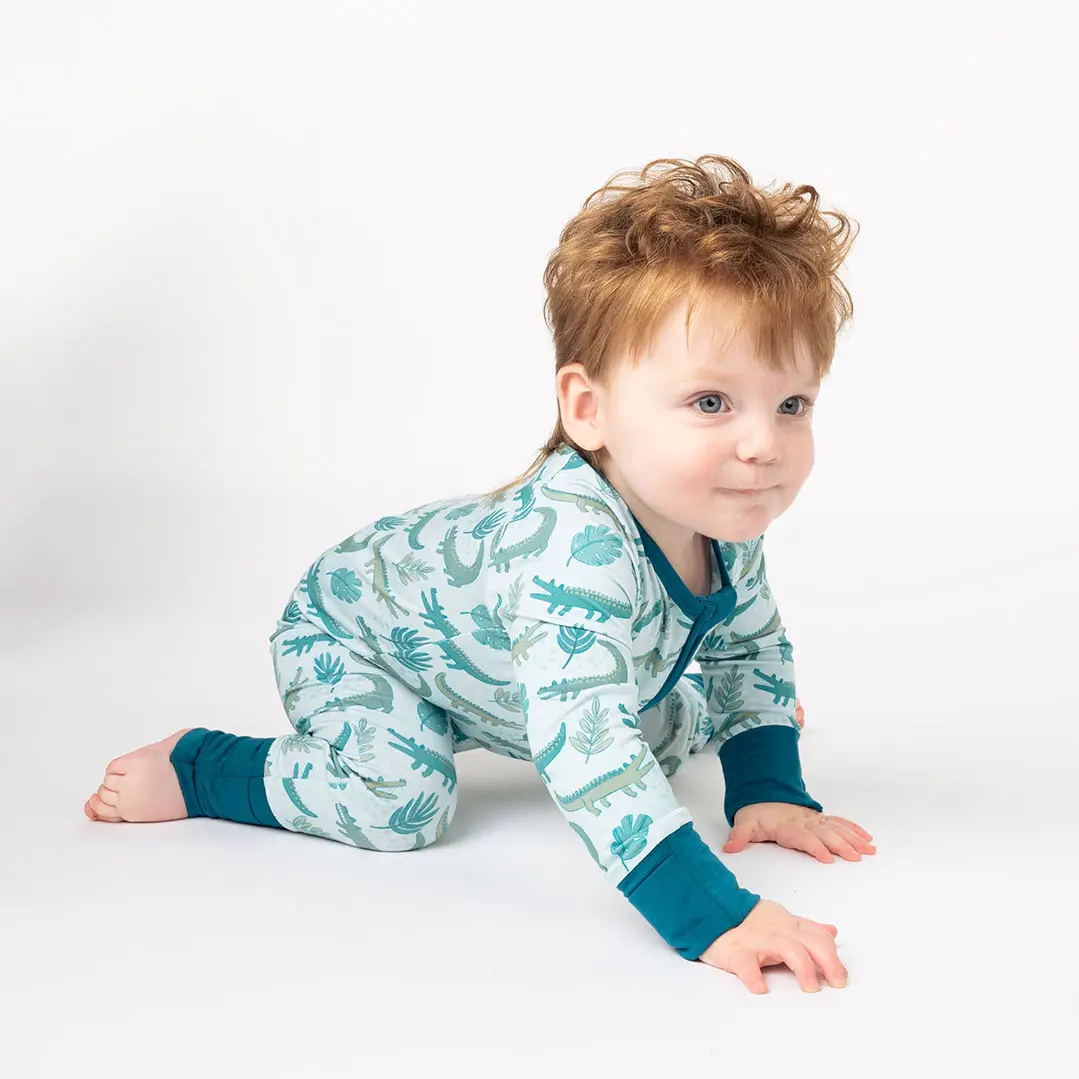 Later Gator Alligator Bamboo Convertible Pajamas Florida Baby Gift