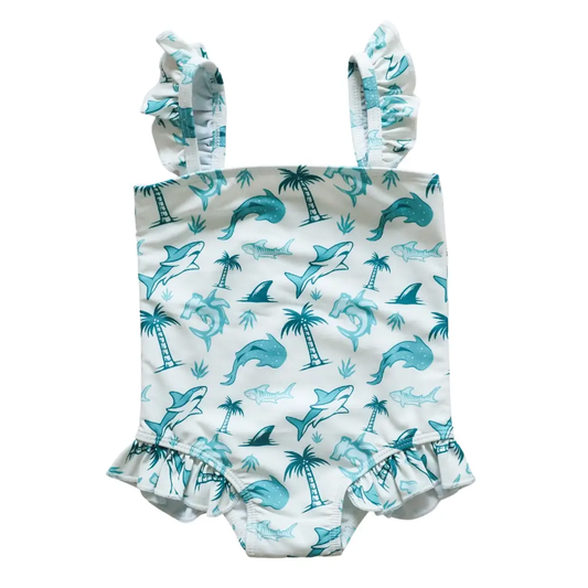 Shark Little Surfer Girl Swim One-Piece