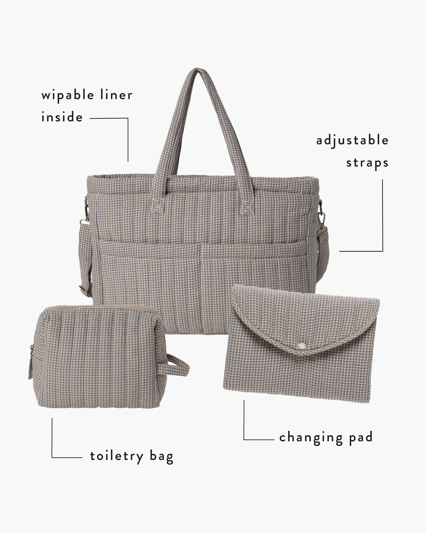 Diaper Bag || Indigo Gingham