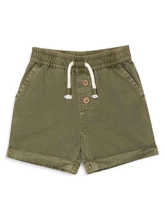 Olive Cotton Woven Shorts