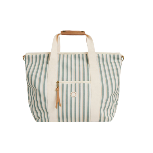 Cooler Tote Aqua Stripe