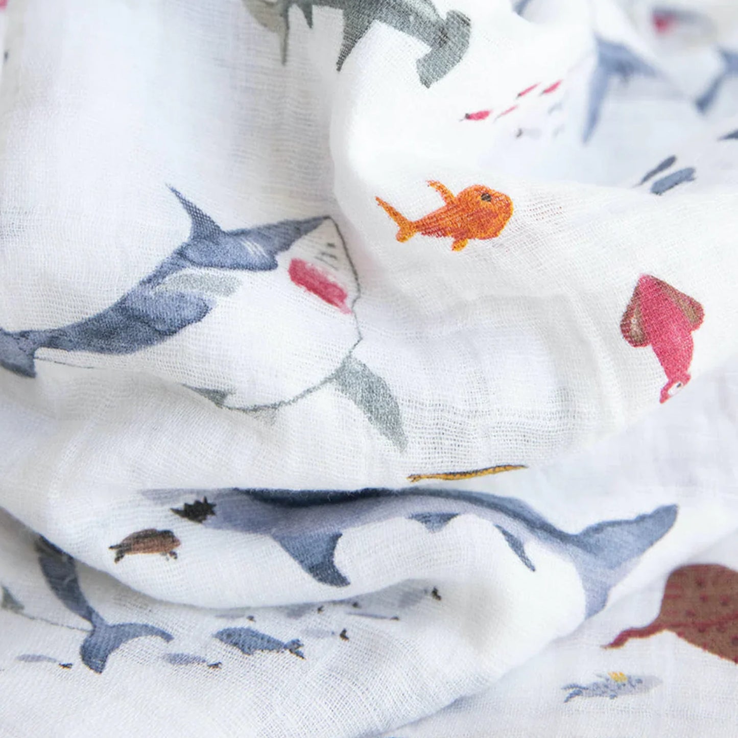 Cotton Muslin Swaddle Blanket 3 Pack - Shark 2